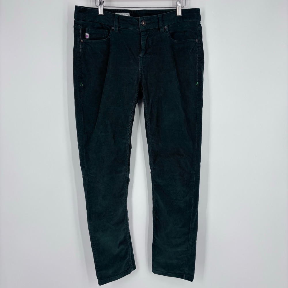 Stio Rivet Corduroy Pants Womens 10R Dark Green Organic Cotton Stretch Outdoors